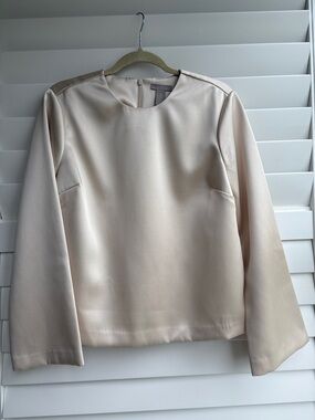 Cream Satin 3/4 sleeve Top